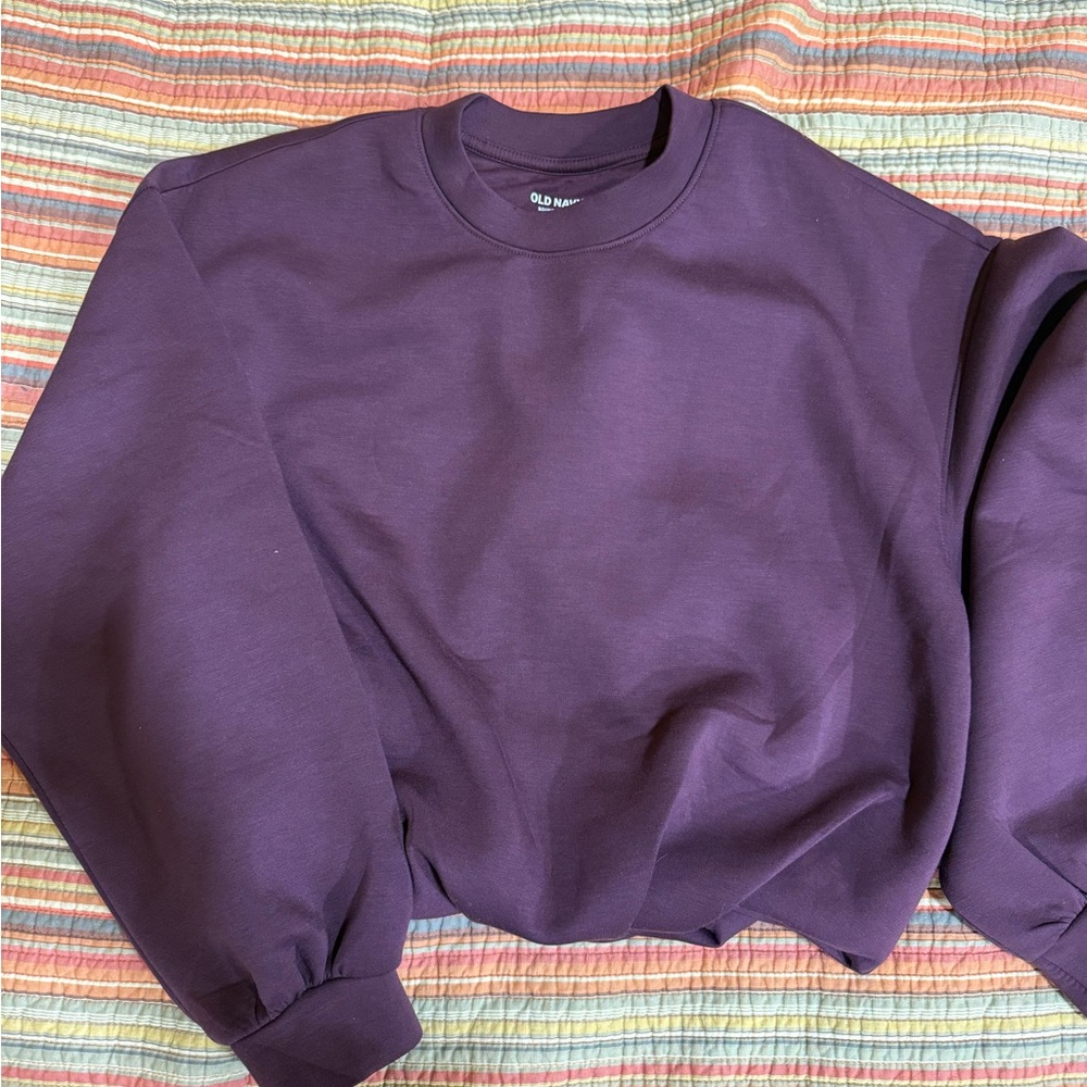 Old Navy Deep Purple Women’s Fleece Relaxed Crewneck
